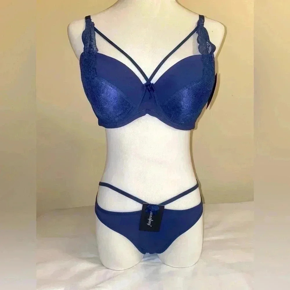 💎 Deep Blue Laces Lingerie set of  Bra and Underwear 💎